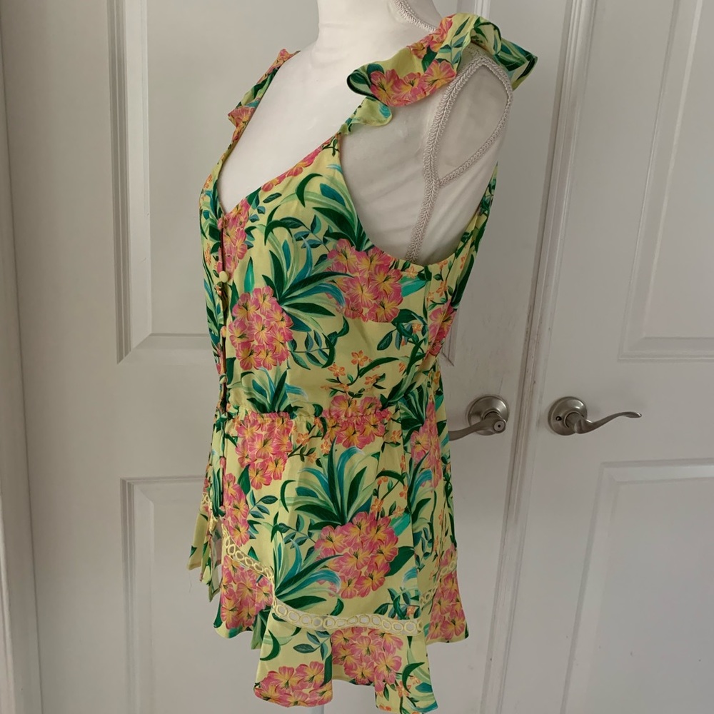 ANTHRO Farm Rio Ruffled Floral Tank - Picture 8 of 14